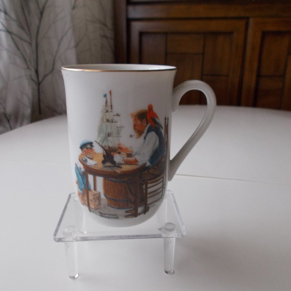 VINTAGE  Norman Rockwell Mug Trim 24 Karat Gold